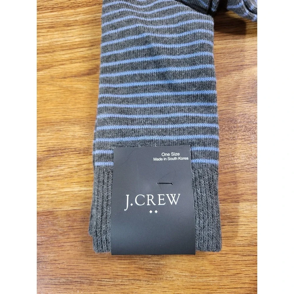 J Crew Mens OSFA Gray & Blue Stripe Socks
